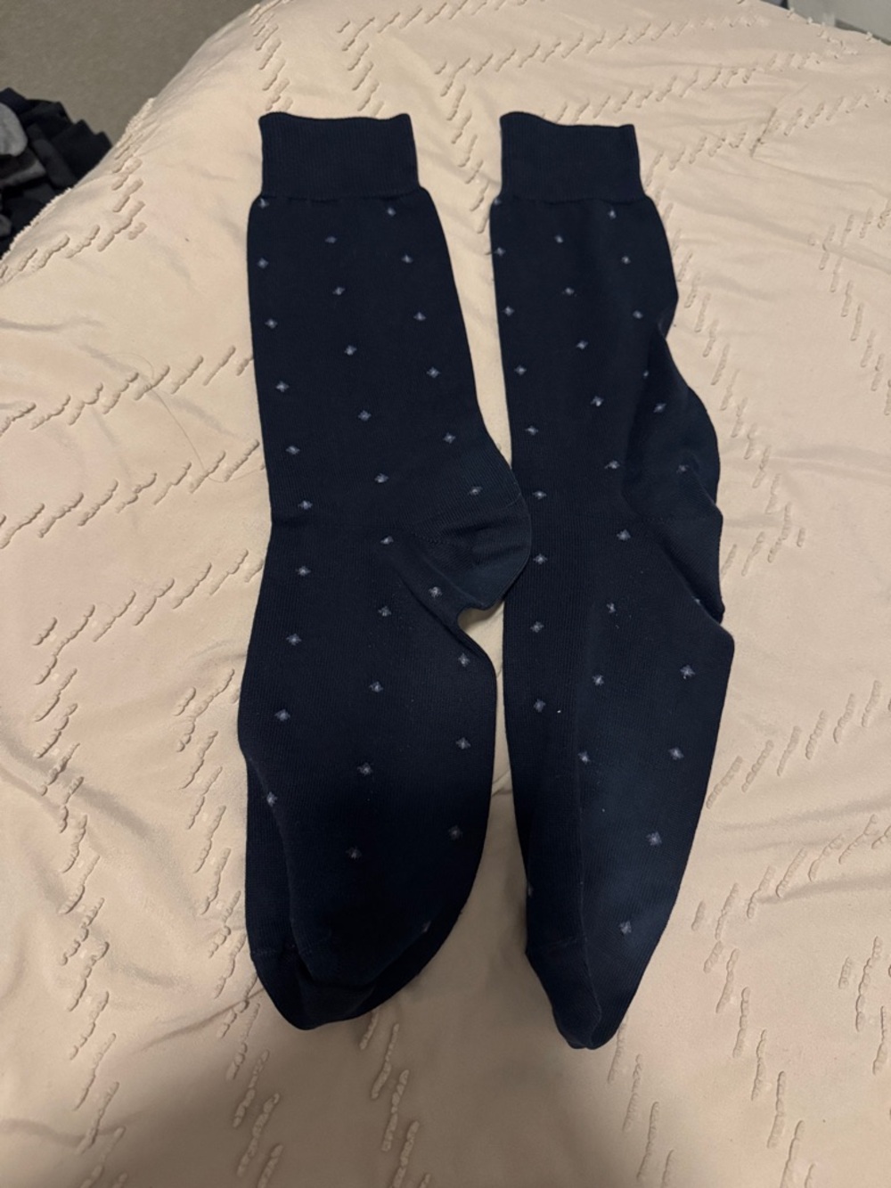 Men's Navy Dot Dress Socks - Classic Comfort